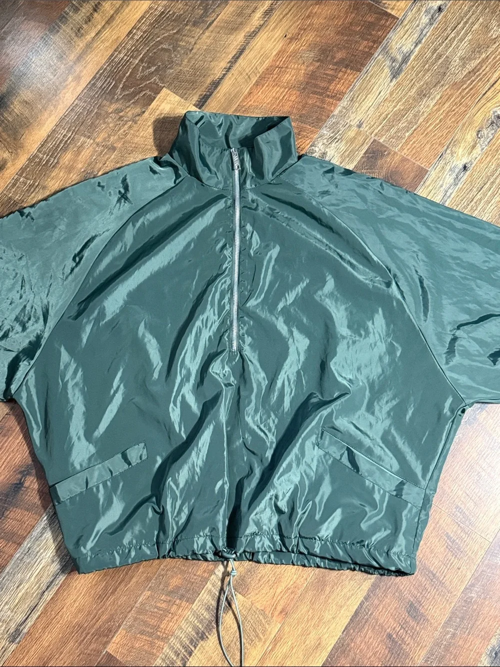 boohooMAN Green Nylon Tracksuit Set Windbreaker 1/4 Zip Jacket & Shorts M